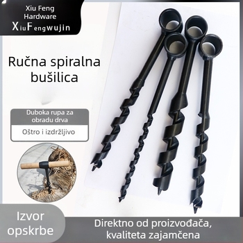 Ručna drvena bušilica za vanjsku upotrebu, ručno uvijajuća spiralna bušilica za preživljavanje u prirodi, višenamjenska bušilica za kružne otvore u vlažnom drvu