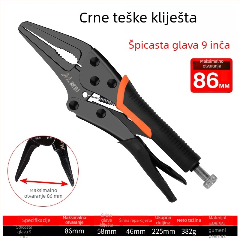 Podesive teške kliješta za stiskanje, čeljusti od legiranog čelika, maksimalno otvaranje 36 mm, za obradu drveta