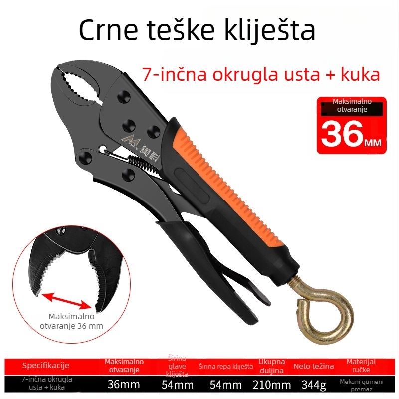 Podesive teške kliješta za stiskanje, čeljusti od legiranog čelika, maksimalno otvaranje 36 mm, za obradu drveta