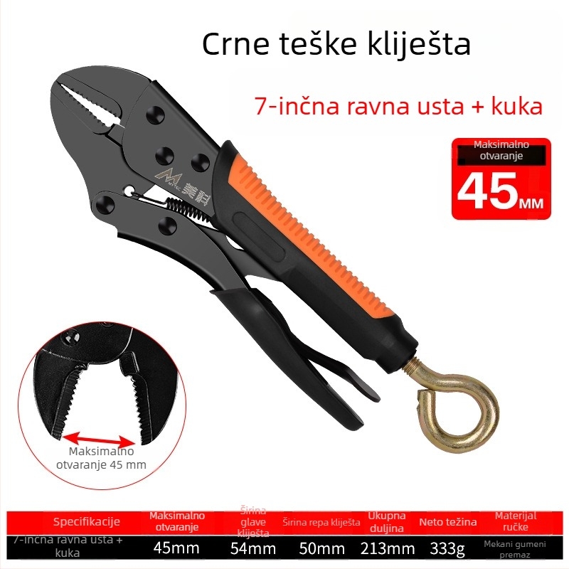 Podesive teške kliješta za stiskanje, čeljusti od legiranog čelika, maksimalno otvaranje 36 mm, za obradu drveta