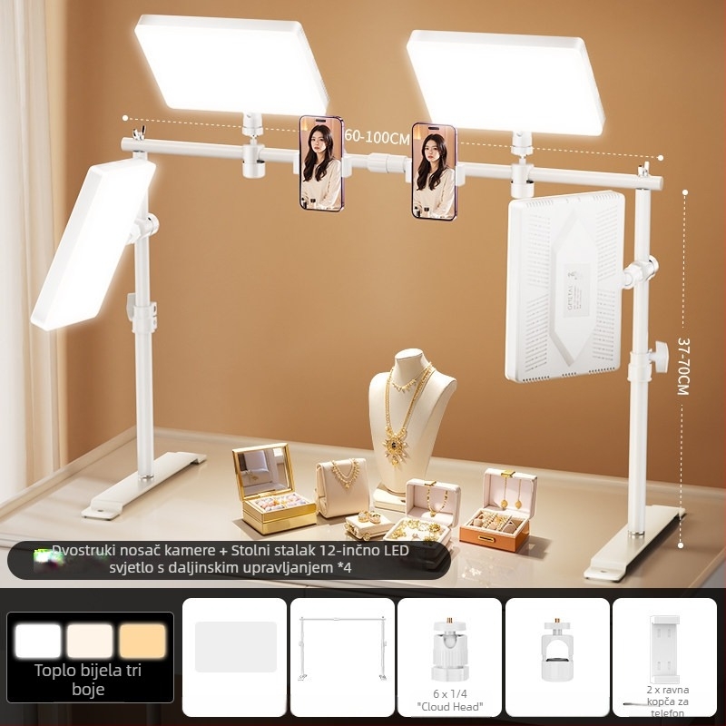 Desktop LED rasvjeta za prijenos uživo nakita, stropno svjetlo za makro snimke noktiju i dragog kamenja