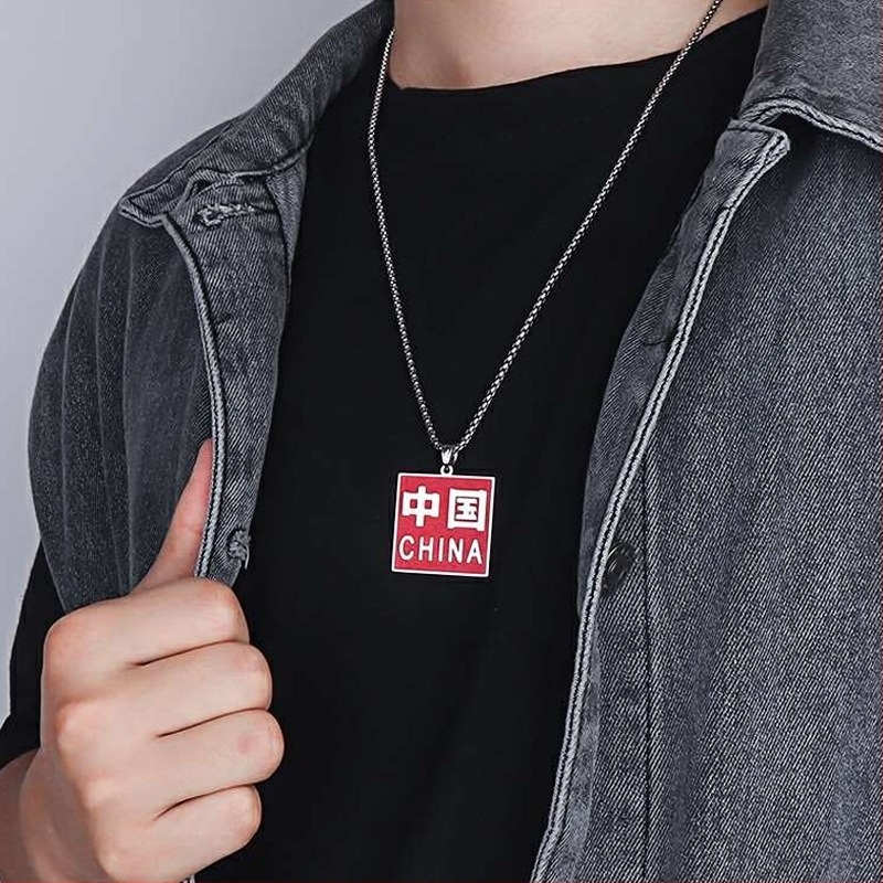 Unisex ogrlica s privjeskom Mahjong u kineskom stilu, lagani luksuz, titan čelik, kvadratna biserna lančana ogrlica, duljina 61–70 cm