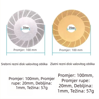 Diamantski brusni disk za rezanje i brušenje pločica, stakla, mramora i kamena