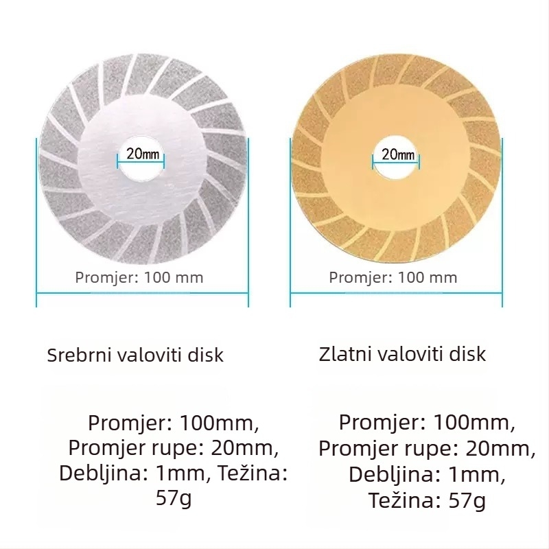 Diamantski brusni disk za rezanje i brušenje pločica, stakla, mramora i kamena