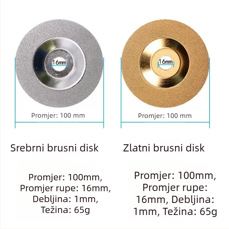 Diamantski brusni disk za rezanje i brušenje pločica, stakla, mramora i kamena