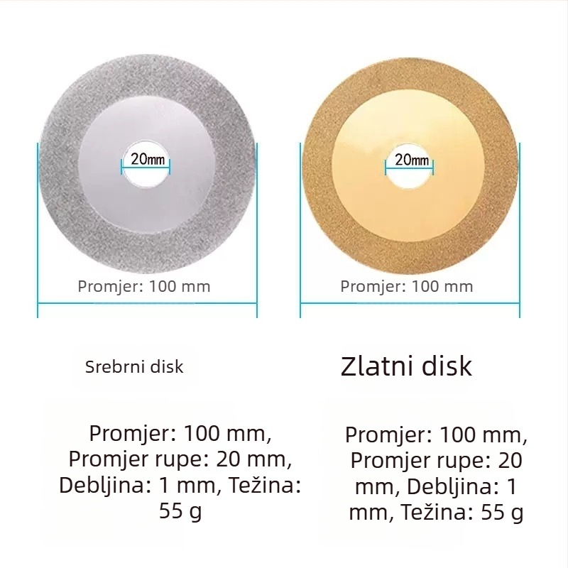 Diamantski brusni disk za rezanje i brušenje pločica, stakla, mramora i kamena