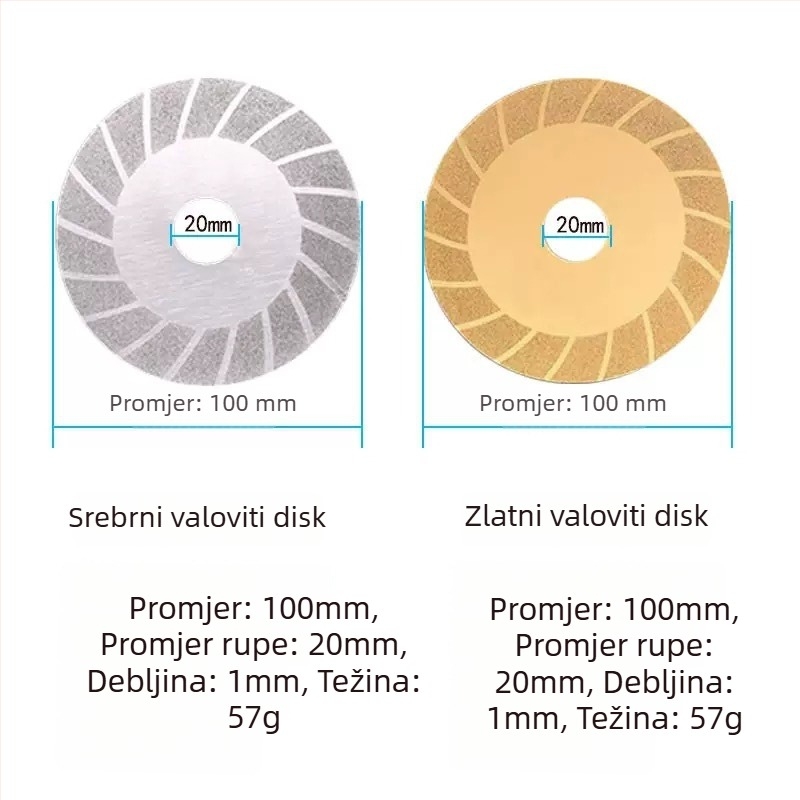 Diamantski brusni disk za rezanje i brušenje pločica, stakla, mramora i kamena