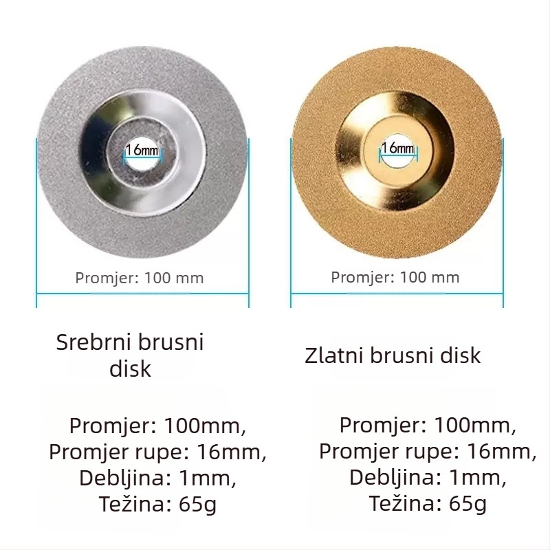 Diamantski brusni disk za rezanje i brušenje pločica, stakla, mramora i kamena