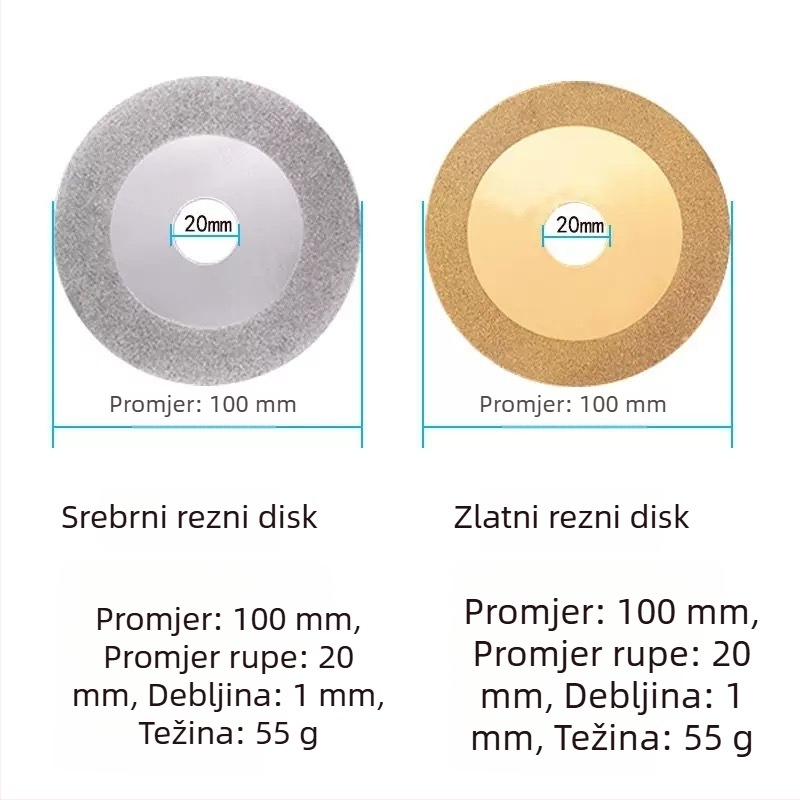 Diamantski brusni disk za rezanje i brušenje pločica, stakla, mramora i kamena