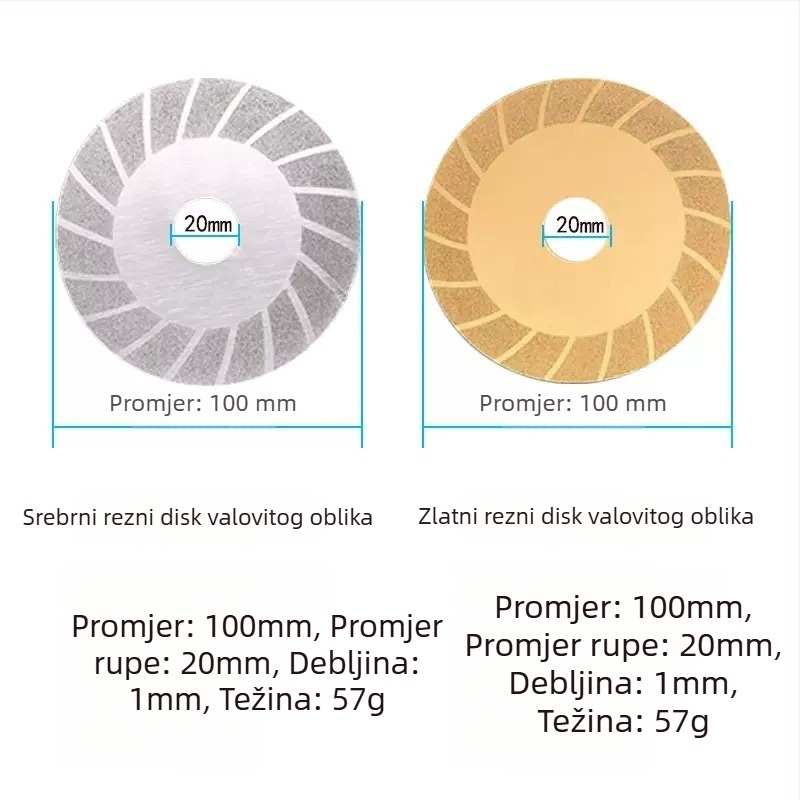Diamantski brusni disk za rezanje i brušenje pločica, stakla, mramora i kamena