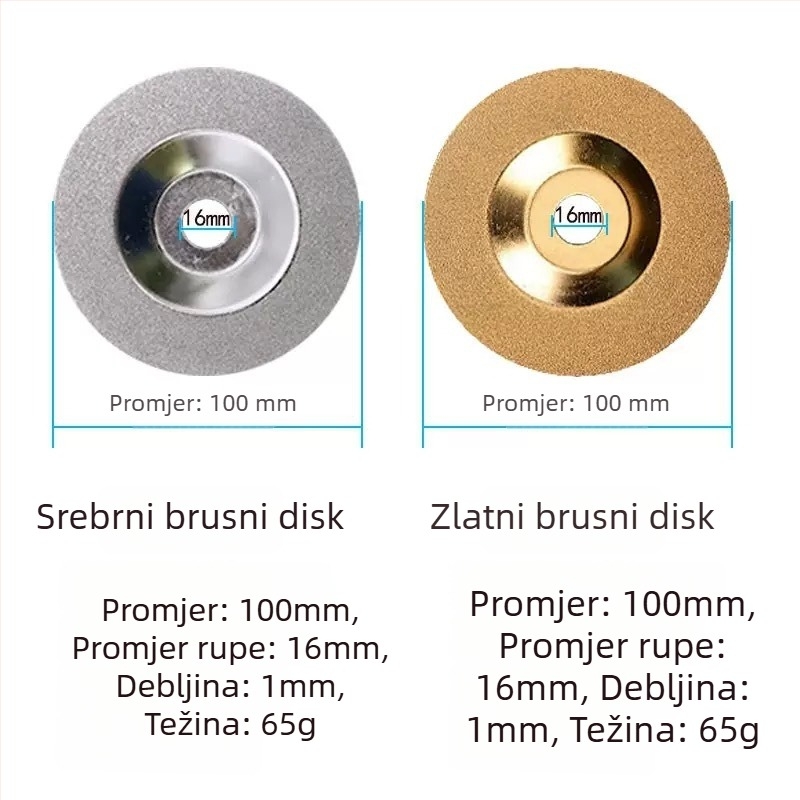 Diamantski brusni disk za rezanje i brušenje pločica, stakla, mramora i kamena