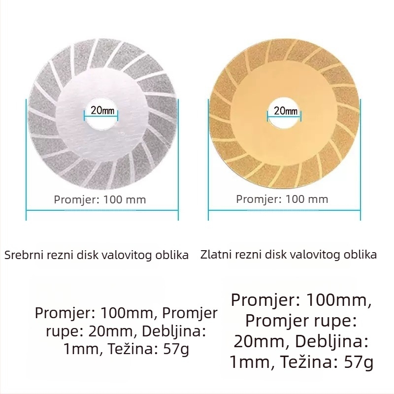 Diamantski brusni disk za rezanje i brušenje pločica, stakla, mramora i kamena
