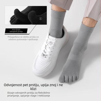 Unisex sportske čarape s pet prstiju, lagane ljetne, antibakterijske, upijaju znoj, otporne na miris, masažna potpora, s odvojenim prstima