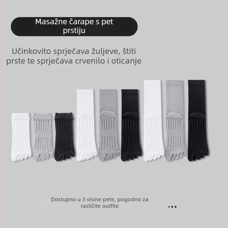 Unisex sportske čarape s pet prstiju, lagane ljetne, antibakterijske, upijaju znoj, otporne na miris, masažna potpora, s odvojenim prstima