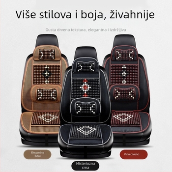 Sjedalica od drvenih perlica za automobile – za mala vozila, ljetna podloga za stražnje sjedalo sa potporom za donji dio leđa