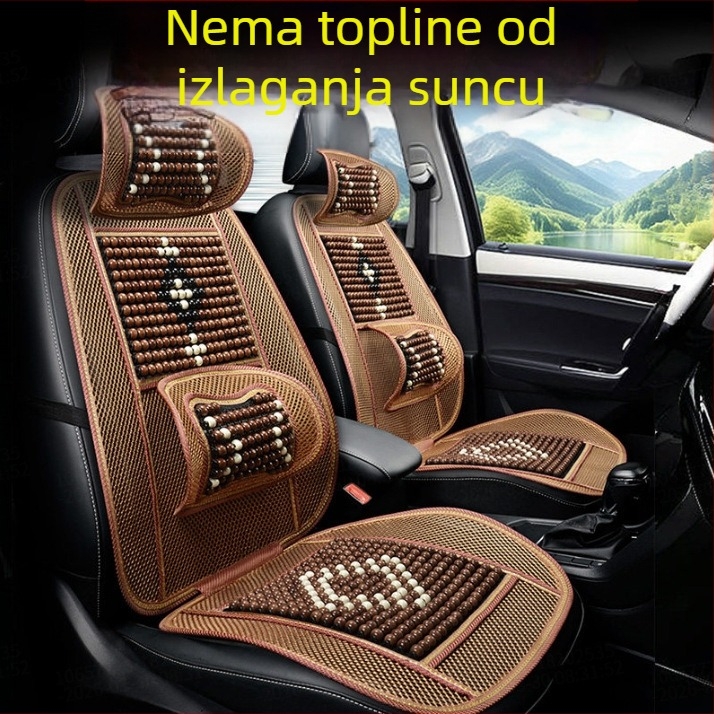 Sjedalica od drvenih perlica za automobile – za mala vozila, ljetna podloga za stražnje sjedalo sa potporom za donji dio leđa