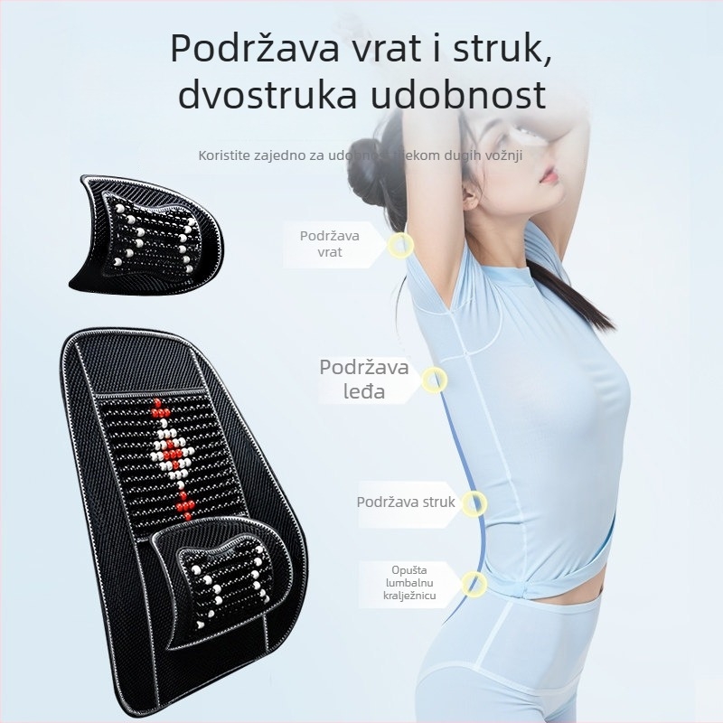 Sjedalica od drvenih perlica za automobile – za mala vozila, ljetna podloga za stražnje sjedalo sa potporom za donji dio leđa
