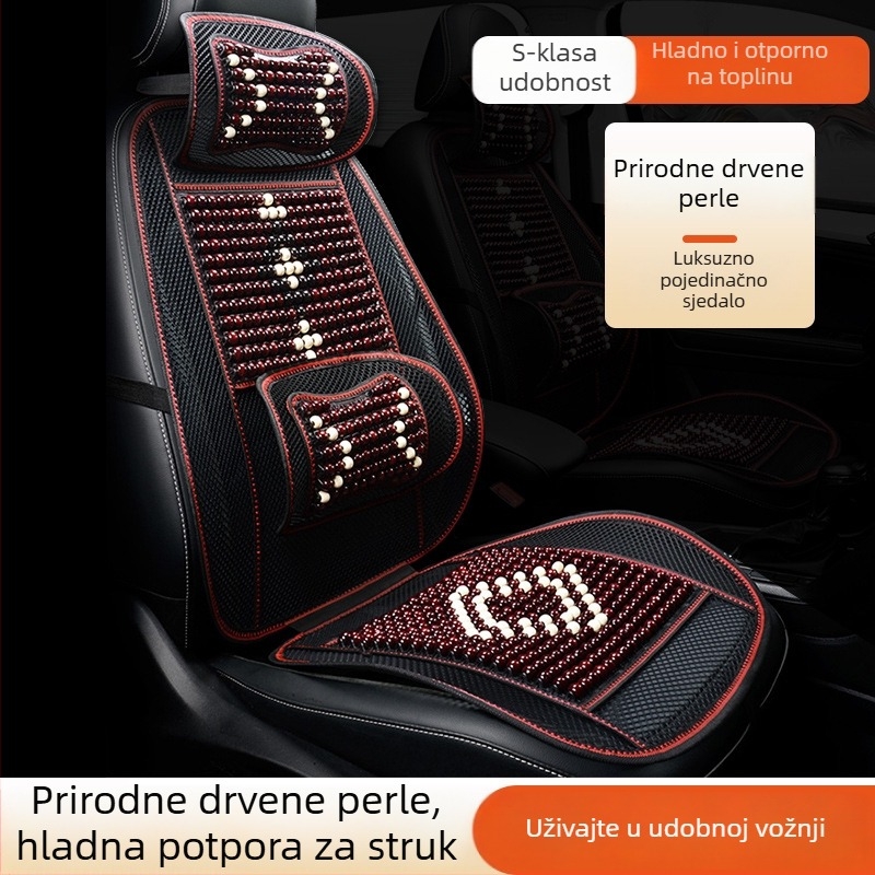 Sjedalica od drvenih perlica za automobile – za mala vozila, ljetna podloga za stražnje sjedalo sa potporom za donji dio leđa