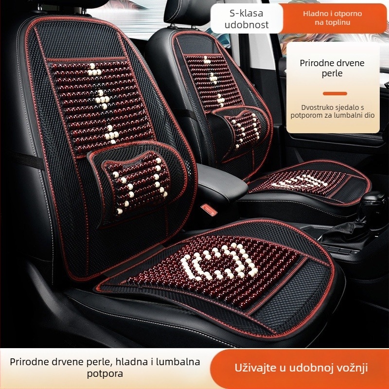 Sjedalica od drvenih perlica za automobile – za mala vozila, ljetna podloga za stražnje sjedalo sa potporom za donji dio leđa
