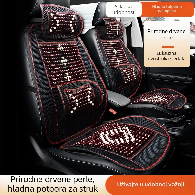 Sjedalica od drvenih perlica za automobile – za mala vozila, ljetna podloga za stražnje sjedalo sa potporom za donji dio leđa