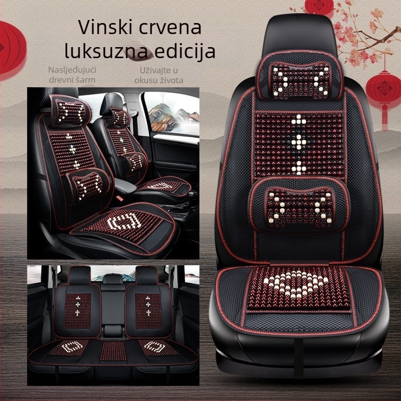 Sjedalica od drvenih perlica za automobile – za mala vozila, ljetna podloga za stražnje sjedalo sa potporom za donji dio leđa