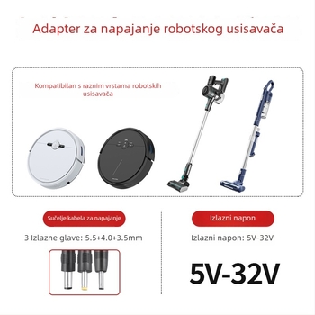 Napajajući kabel adapter za robota usisavača za čišćenje poda, kompatibilan s 5V, 8.4V, 12.6V, 18V, 19V, 24V, 25V i 26V