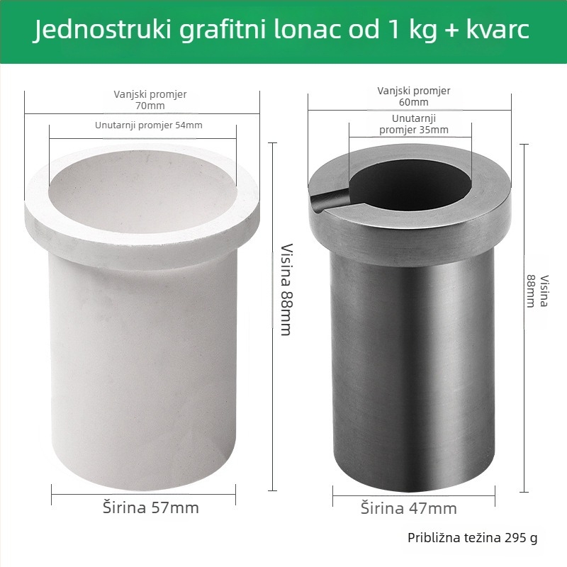 Grafitni kalup visoke čistoće i suhi kvarc za srednje frekvencijski mali talilni peć; unutarnja obloga za rafiniranje zlata, srebra i bakra