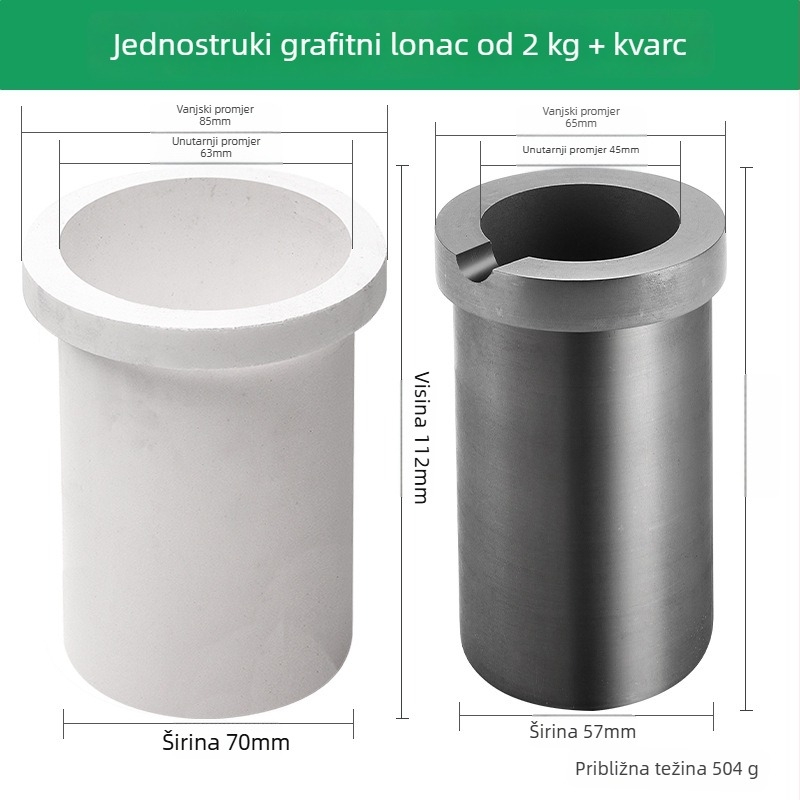 Grafitni kalup visoke čistoće i suhi kvarc za srednje frekvencijski mali talilni peć; unutarnja obloga za rafiniranje zlata, srebra i bakra