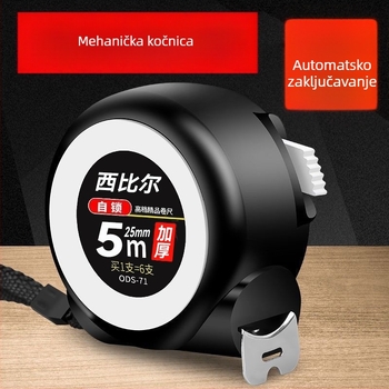 Sybil mehanički kočnički samouzakključujući čelični mjerni trak, 3 m, 5 m, 7,5 m i 10 m, visoka preciznost, otporno na habanje i padove, metalno kućište