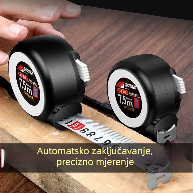 Sybil mehanički kočnički samouzakključujući čelični mjerni trak, 3 m, 5 m, 7,5 m i 10 m, visoka preciznost, otporno na habanje i padove, metalno kućište