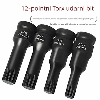 Set od 1/2 inča s 12‑ugla zvjezdastih bitova, integrirani bitovi, tip M