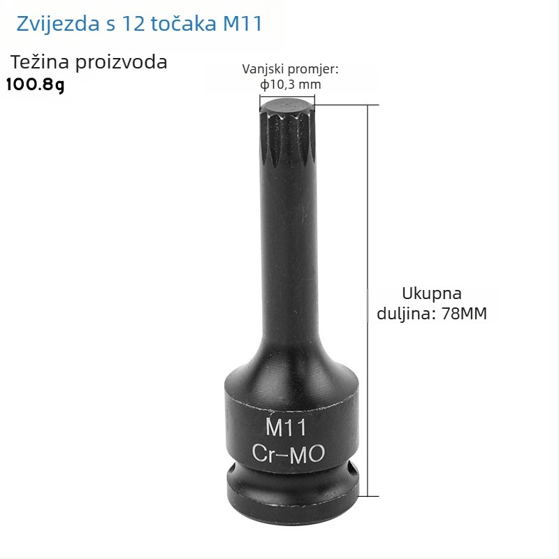 Set od 1/2 inča s 12‑ugla zvjezdastih bitova, integrirani bitovi, tip M