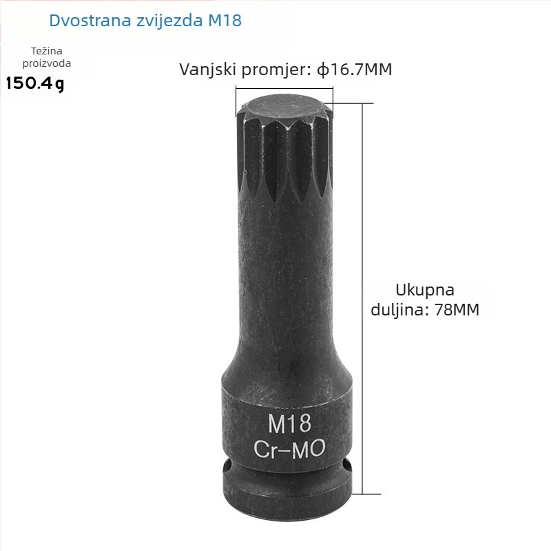 Set od 1/2 inča s 12‑ugla zvjezdastih bitova, integrirani bitovi, tip M
