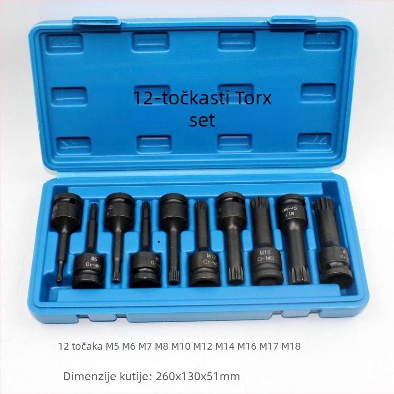 Set od 1/2 inča s 12‑ugla zvjezdastih bitova, integrirani bitovi, tip M