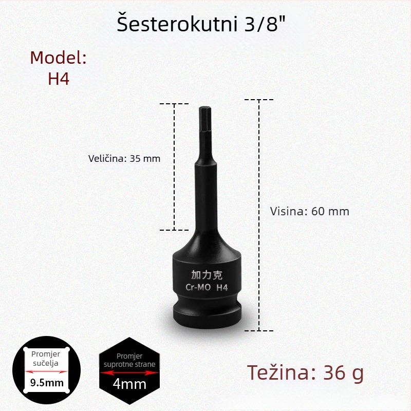 3/8 CR-MO pneumatski set hex utičnica za zračni udarni odvijač