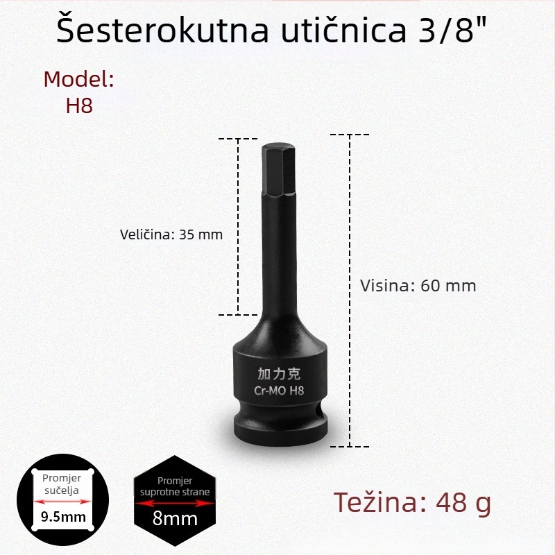 3/8 CR-MO pneumatski set hex utičnica za zračni udarni odvijač
