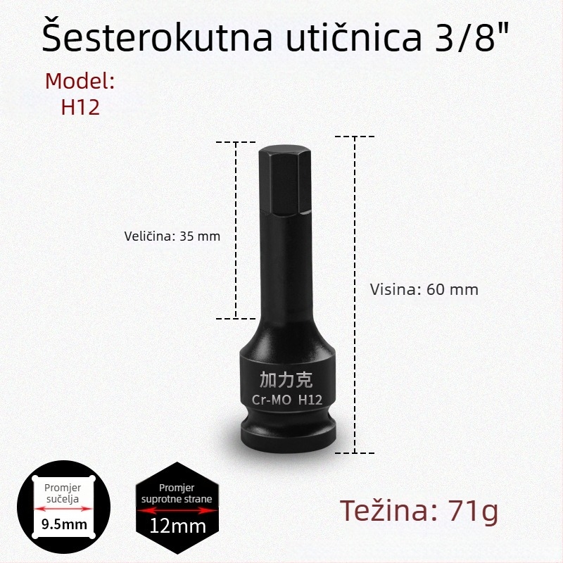 3/8 CR-MO pneumatski set hex utičnica za zračni udarni odvijač