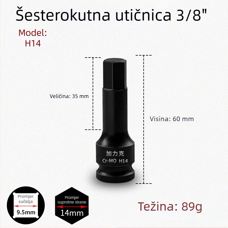 3/8 CR-MO pneumatski set hex utičnica za zračni udarni odvijač