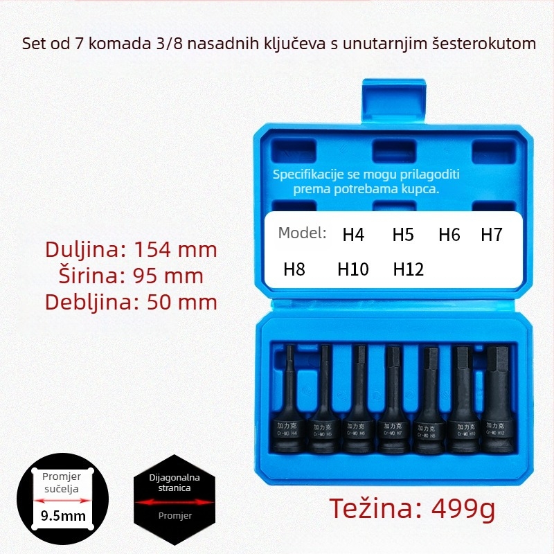 3/8 CR-MO pneumatski set hex utičnica za zračni udarni odvijač
