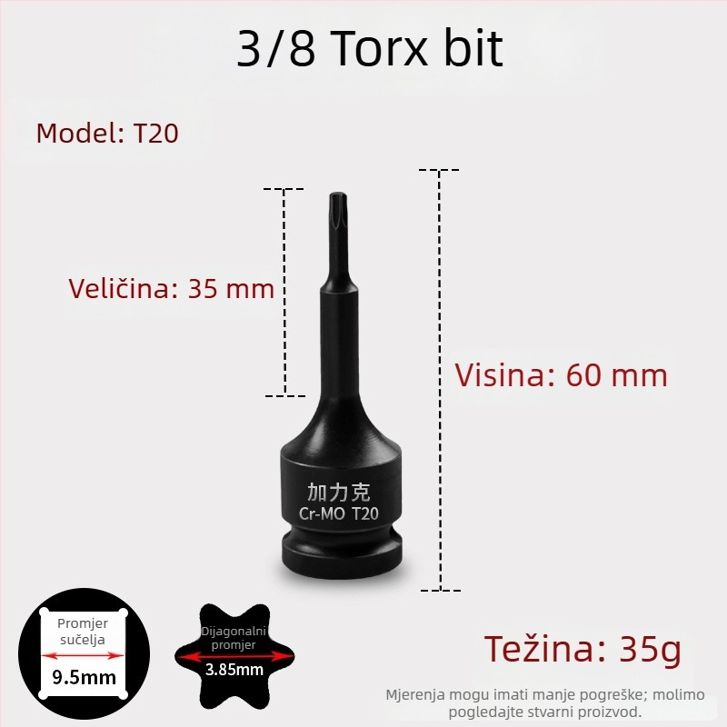 3/8 CR-MO pneumatski set hex utičnica za zračni udarni odvijač