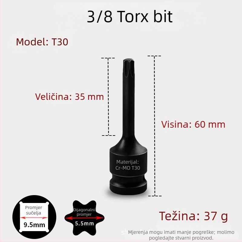 3/8 CR-MO pneumatski set hex utičnica za zračni udarni odvijač
