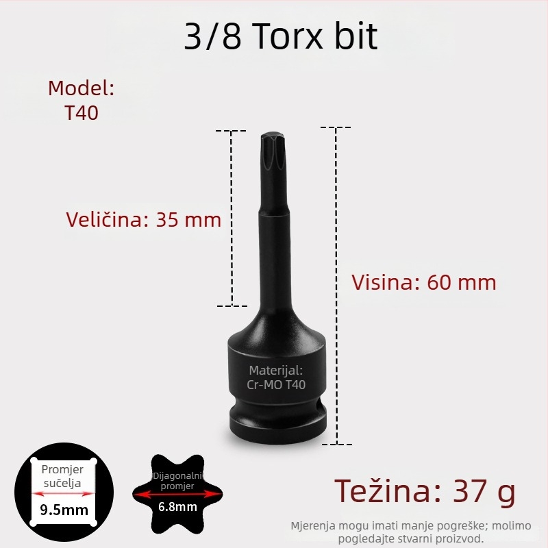 3/8 CR-MO pneumatski set hex utičnica za zračni udarni odvijač