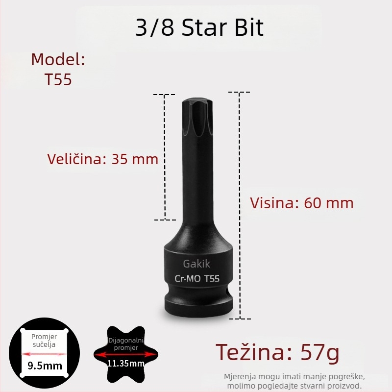 3/8 CR-MO pneumatski set hex utičnica za zračni udarni odvijač