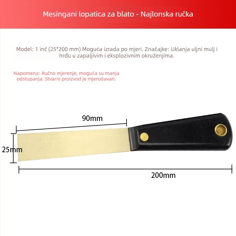 Eksplozijski otporna mjeden spatula za malter, industrijske klase, alat za uklanjanje hrđe, veličine 1–4 inča