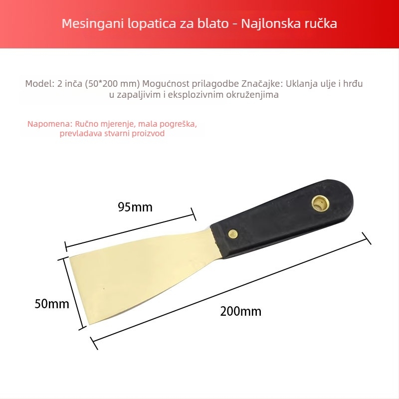 Eksplozijski otporna mjeden spatula za malter, industrijske klase, alat za uklanjanje hrđe, veličine 1–4 inča