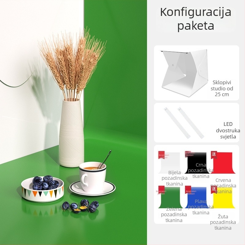 Mini studijska kutija za fotografiranje nakita s bijelim pozadom, sklopiva, bez sjena