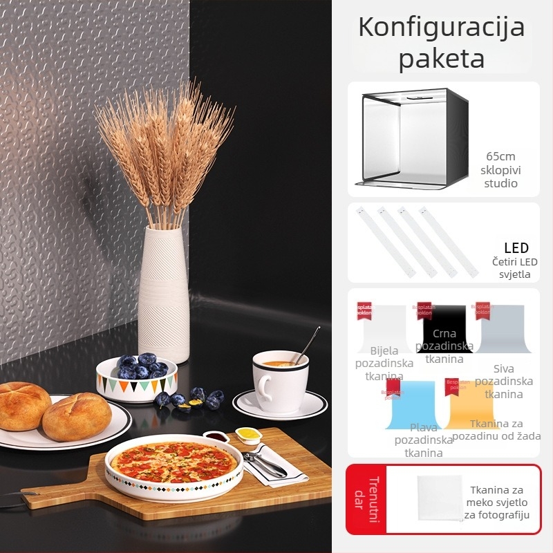 Mini studijska kutija za fotografiranje nakita s bijelim pozadom, sklopiva, bez sjena