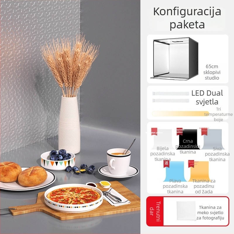Mini studijska kutija za fotografiranje nakita s bijelim pozadom, sklopiva, bez sjena