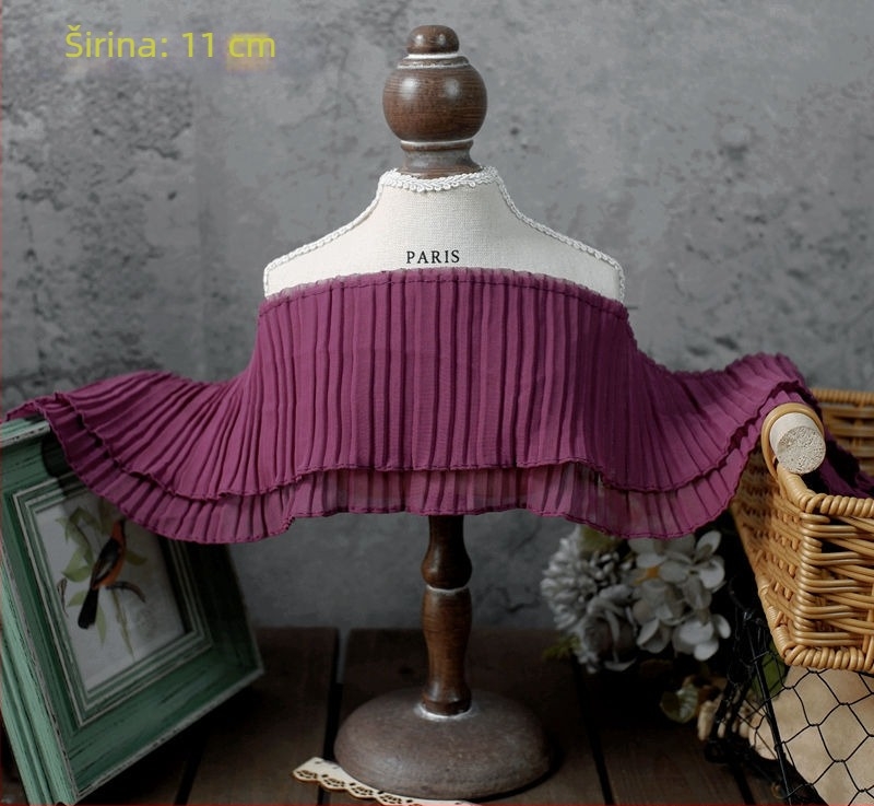 Šifon čipkasta tkanina s akordeon plisom, rub za rukave i suknju - dekorativni materijal za DIY