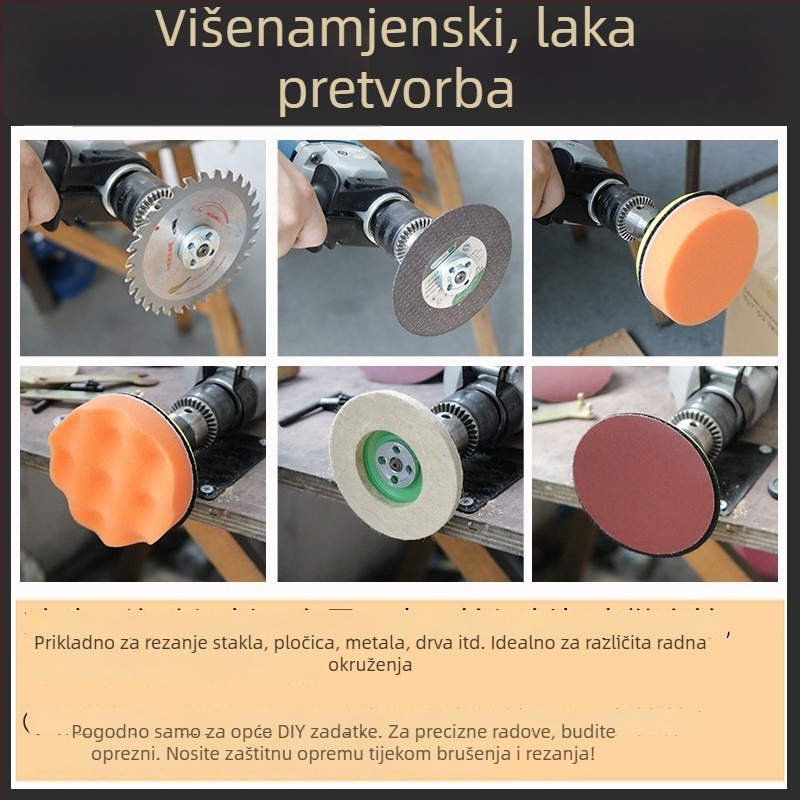 Višenamjenska glava za pretvaranje bušilice u kutnu brusilicu s mogućnostima rezanja, poliranja i brušenja